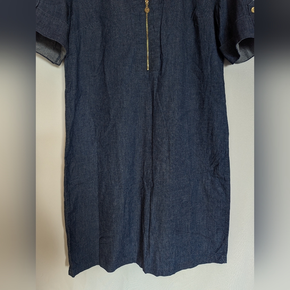 Anne Klein 10 Large Blue Denim Dress Blue Jean Knee Length - Picture 6 of 10